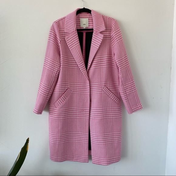 River Island Jackets & Blazers - pink plaid long fall coat